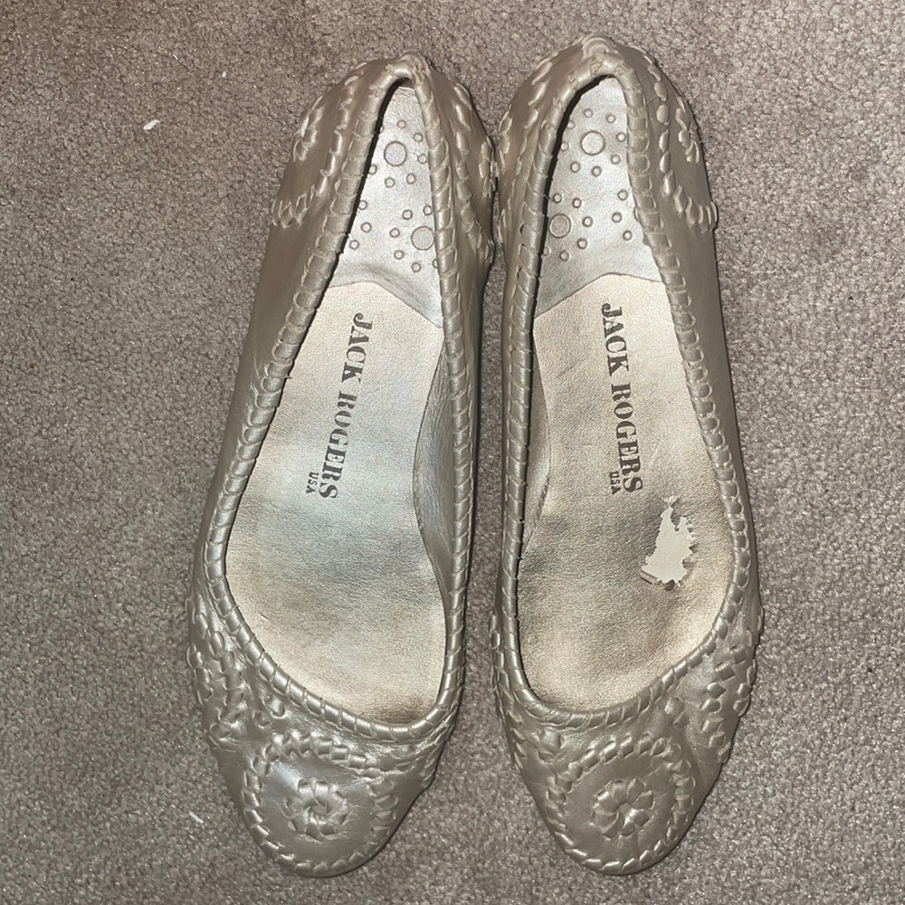 Jack Rogers platinum Flats
